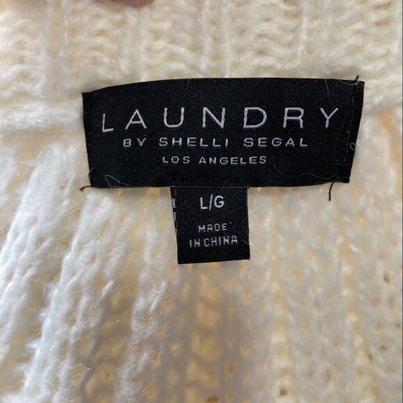 Laundry Winter White Chunky Knit Sweater size L NEW Crew neck - Picture 2 of 7